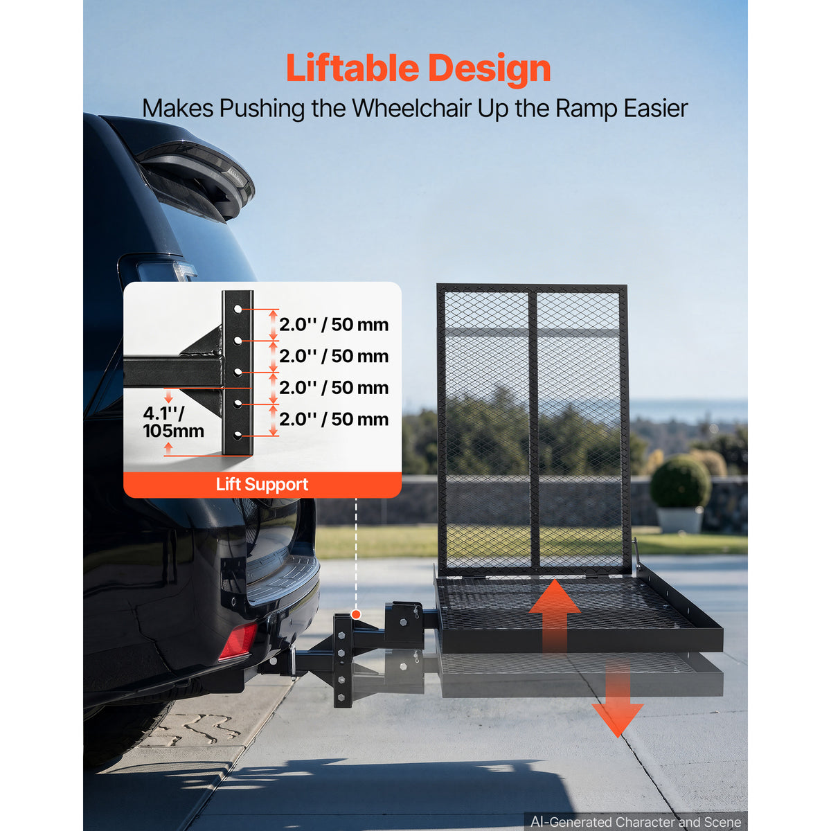 Hitch Mobility Scooter Carrier 500 lb with Ramp, Height Adjustable – image 4