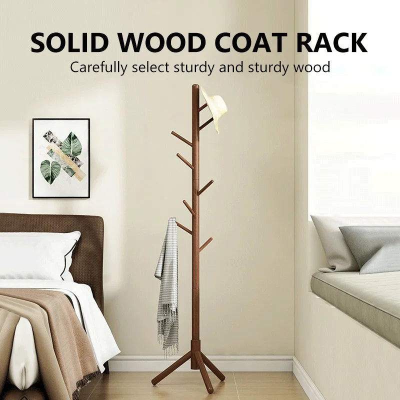 Coat Rack Stand Wood Freestanding with 9 Hooks, Adjustable – image 3