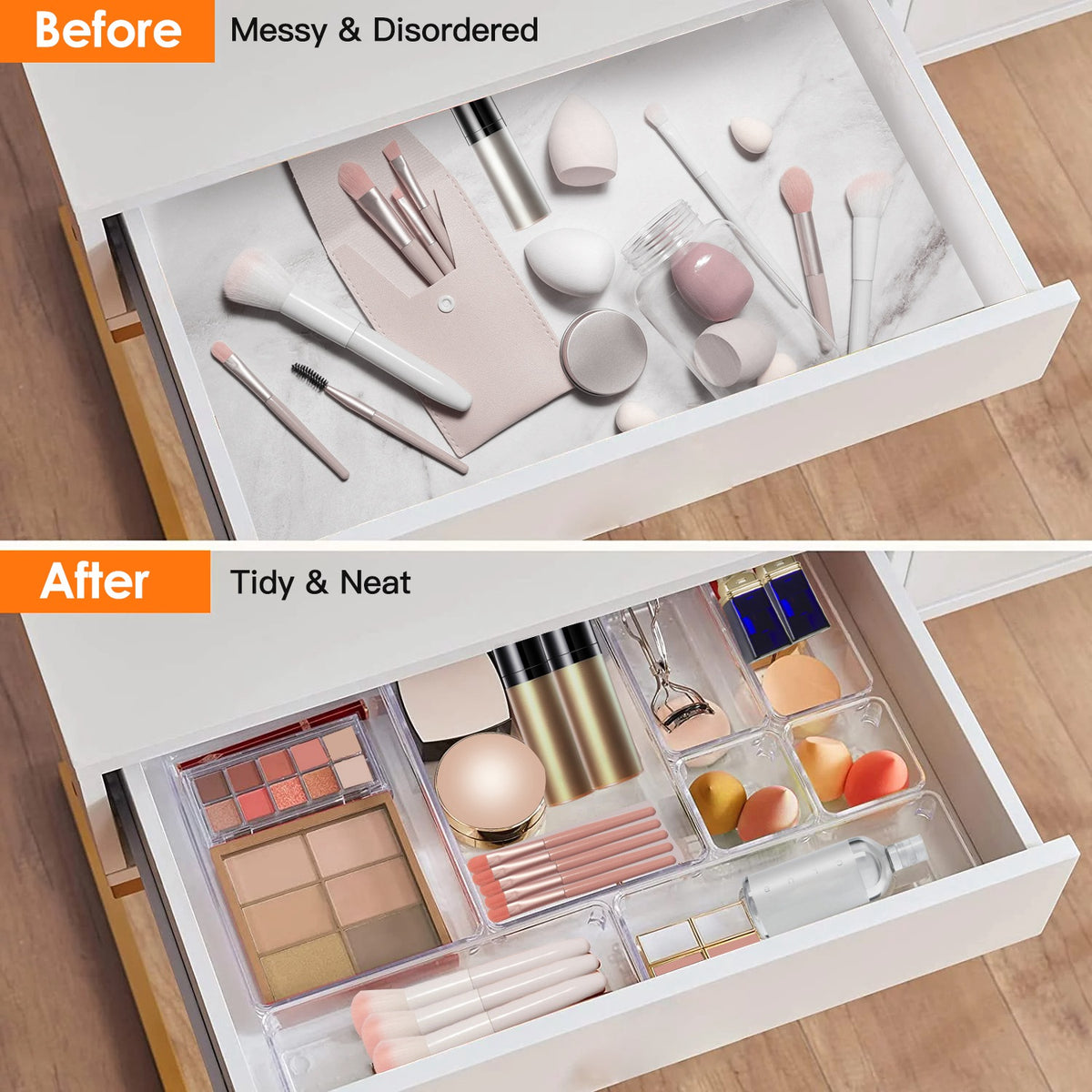 25-Piece Clear Drawer Organizer Tray Set – image 2