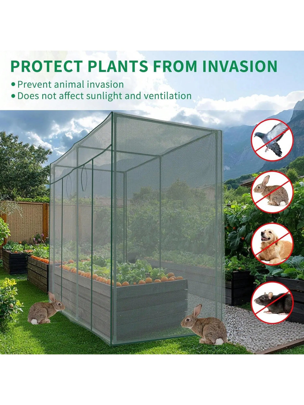 Garden Crop Cage 6.5 x 3.3 x 6 Ft Plant Cover with Zipper Door – image 3