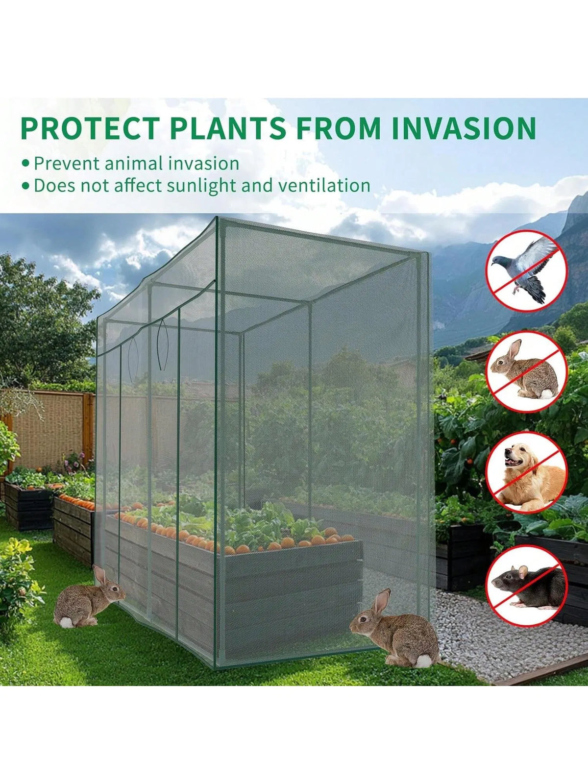 Garden Crop Cage 6.5 x 3.3 x 6 Ft Plant Cover with Zipper Door – image 3