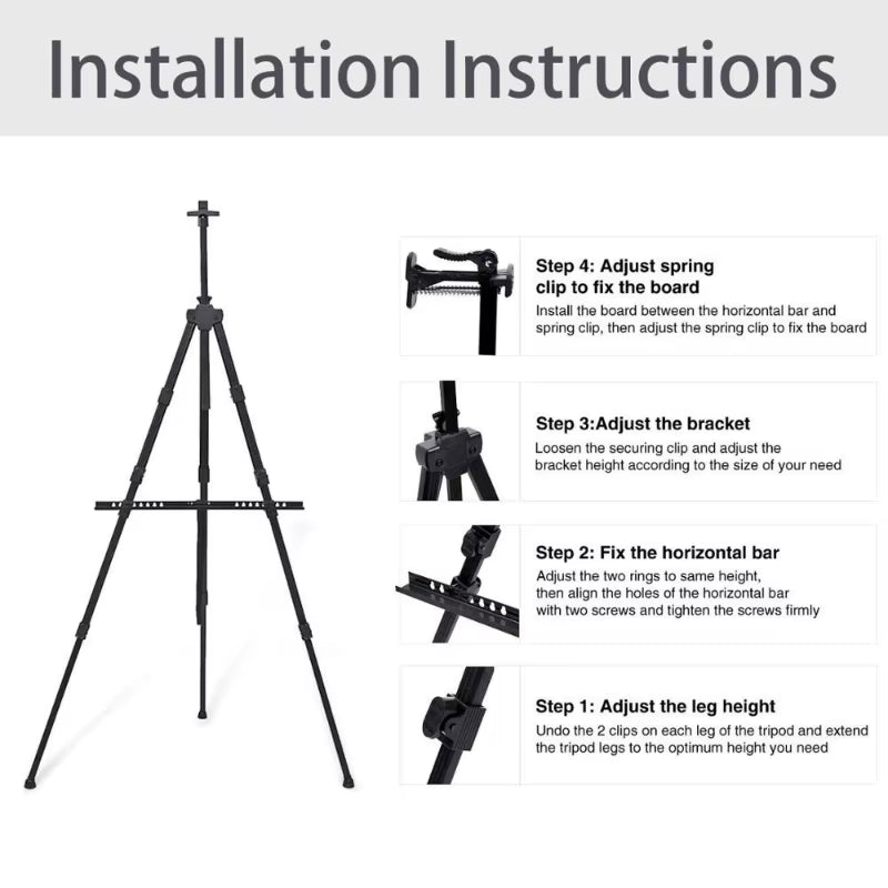 Foldable Aluminum Sketch Easel Stand with Carry Bag – image 3