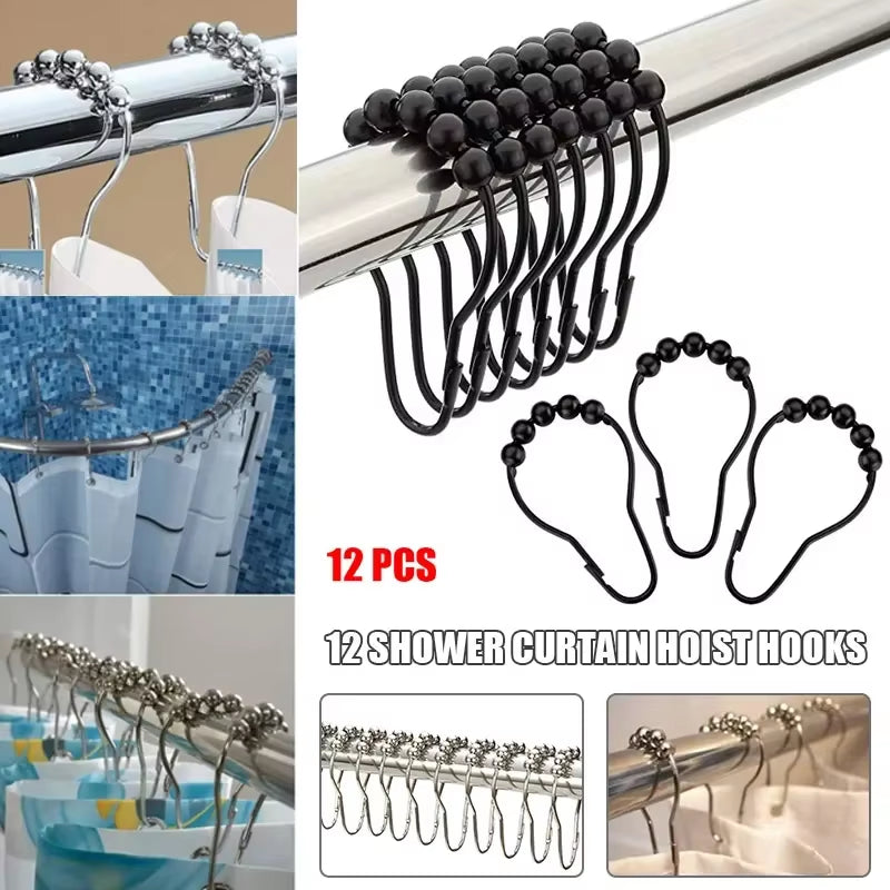 12-Pack Rust-Proof Shower Curtain Hooks