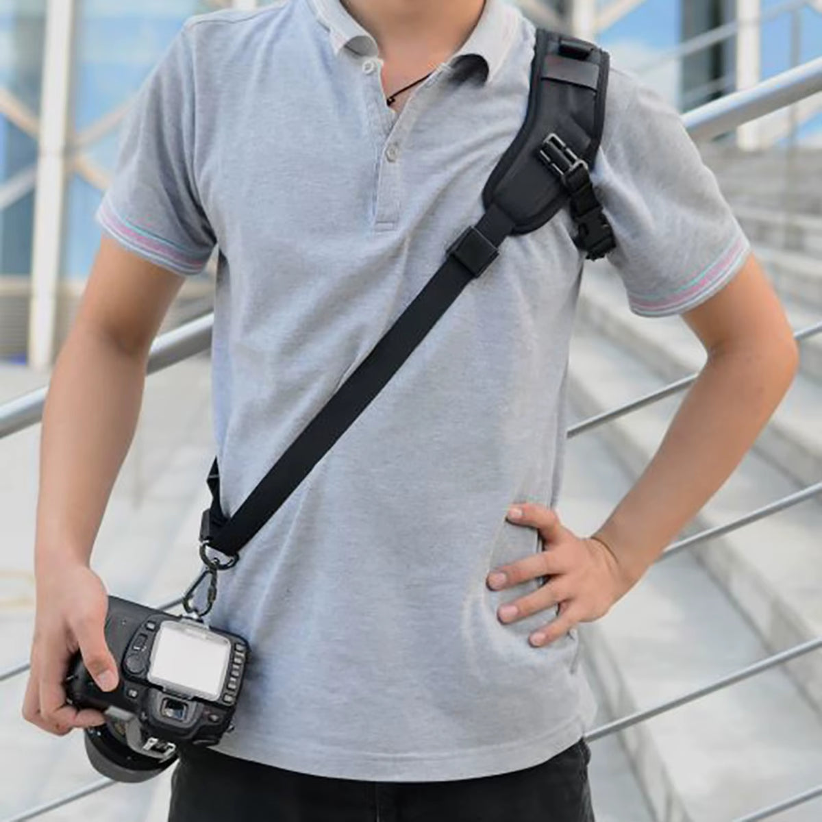 Camera Strap, Sling Shoulder Strap with Safety Tether – image 2