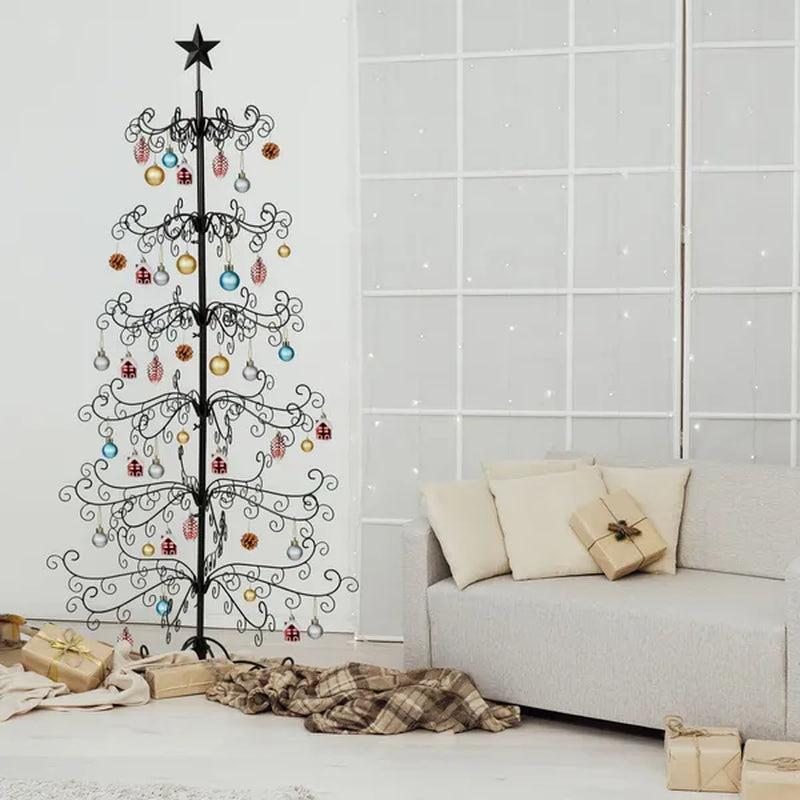 6 Ft Wrought Iron Christmas Tree Ornament Display Stand Black – image 5