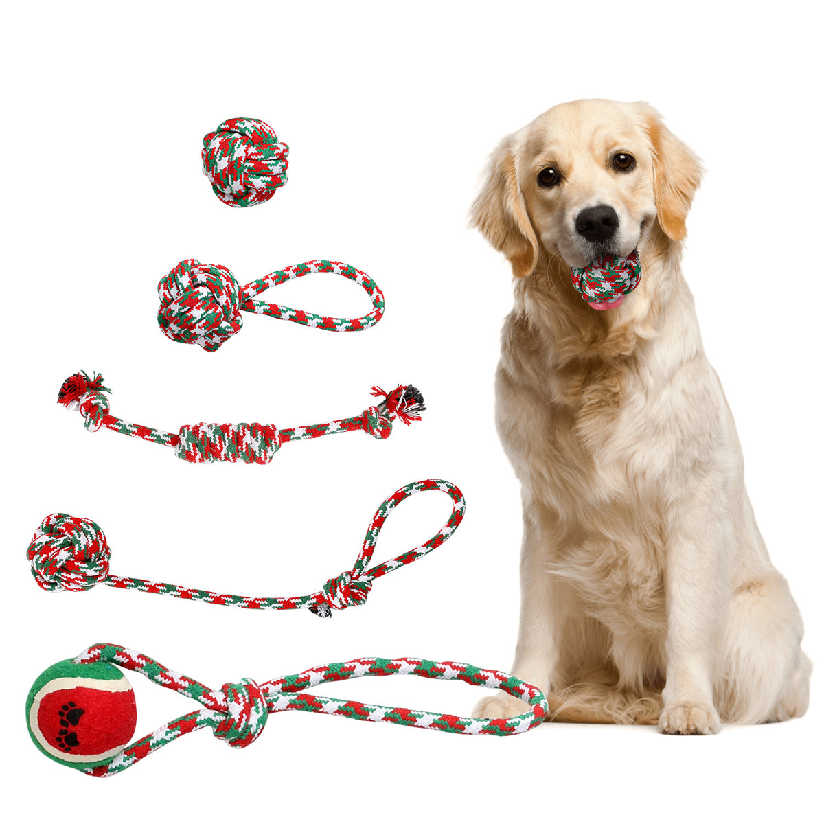 Christmas Dog Rope Toys 5 Pack Chew Toy Set for Puppies – image 12