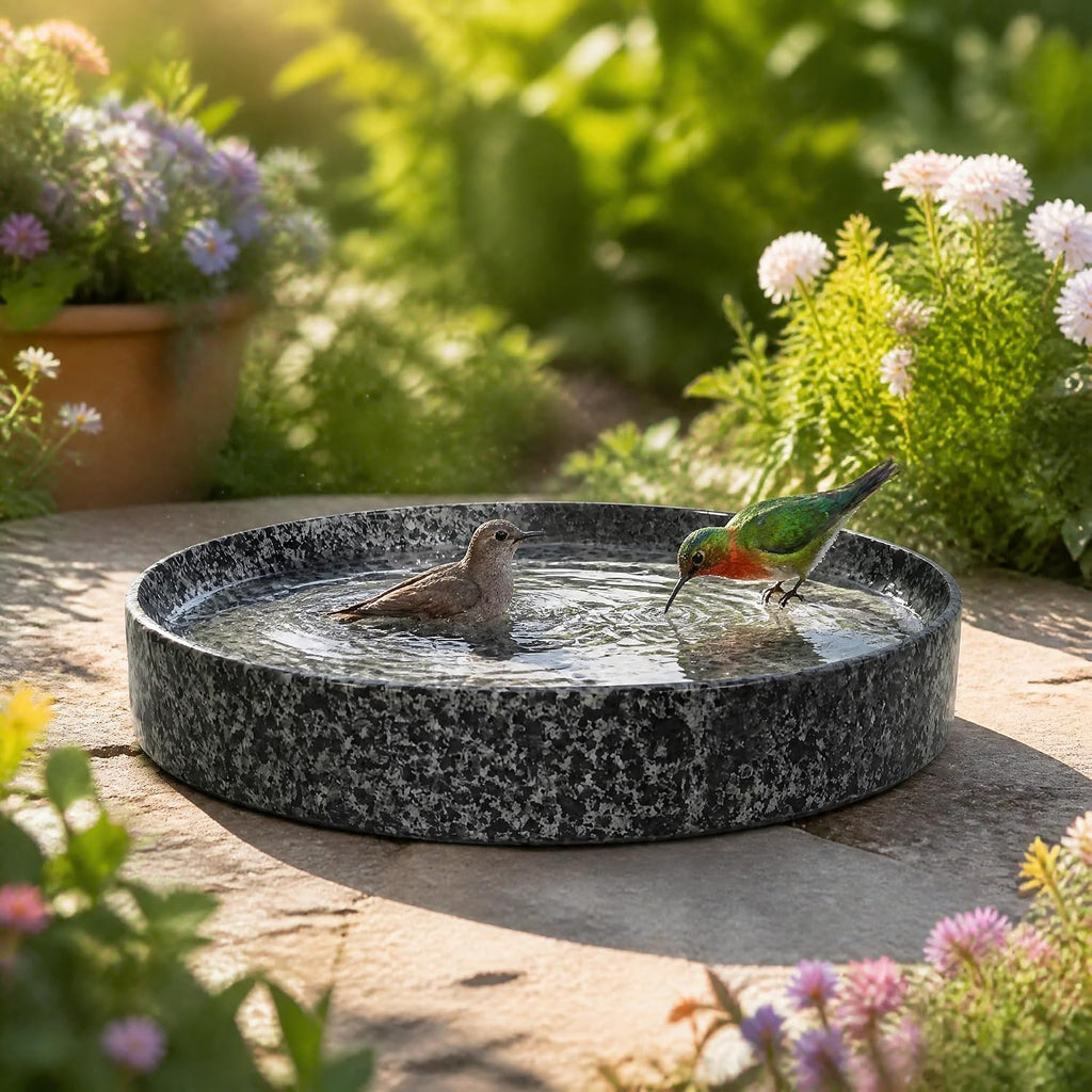 Stone Bird Bath Bowl 10 in - Heavy Natural Stone Birdbath – image 7