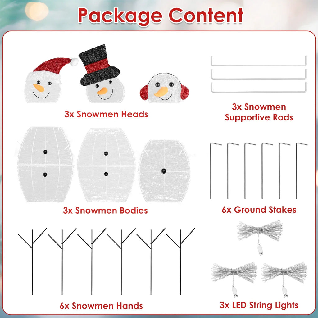 Lighted Snowman Family Yard Decoration Set of 3 With LED Strings – image 5