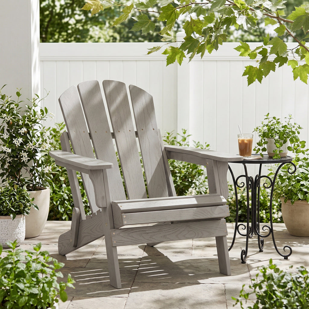 Oversize Folding Adirondack Chair, Hemlock Wood, 330 lb, Grey
