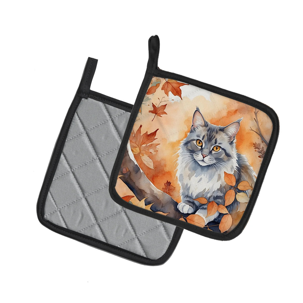 Cat in Fall Leaves Pot Holders - Set of 2 – image 2
