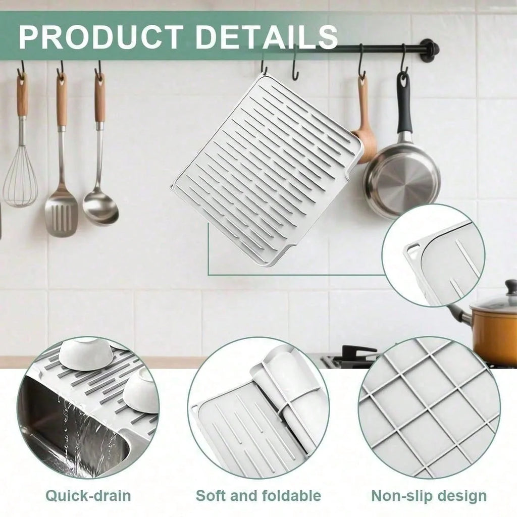 Silicone Dish Drying Mat, Large Non-Slip Heat-Resistant Sink Mat – image 2