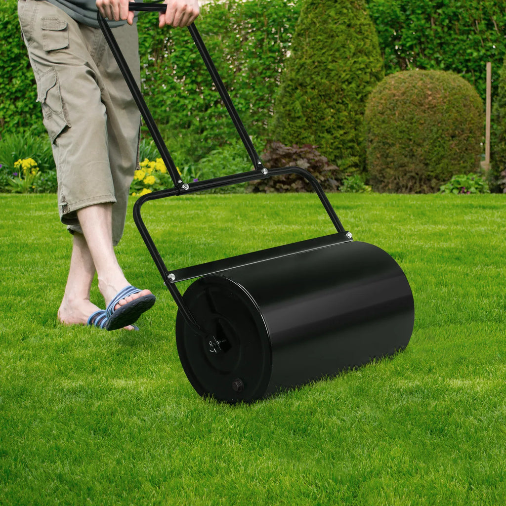 Lawn Roller 19.5 in Steel Drum, Push or Tow, 10 Gal Water Fill