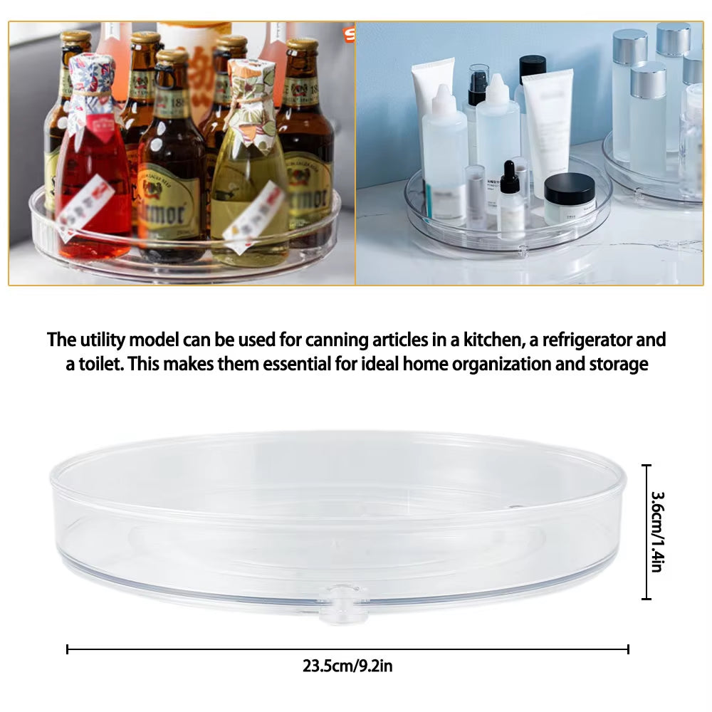 Rotating Turntable Organizer - Clear Spinning Spice & Vanity Tray