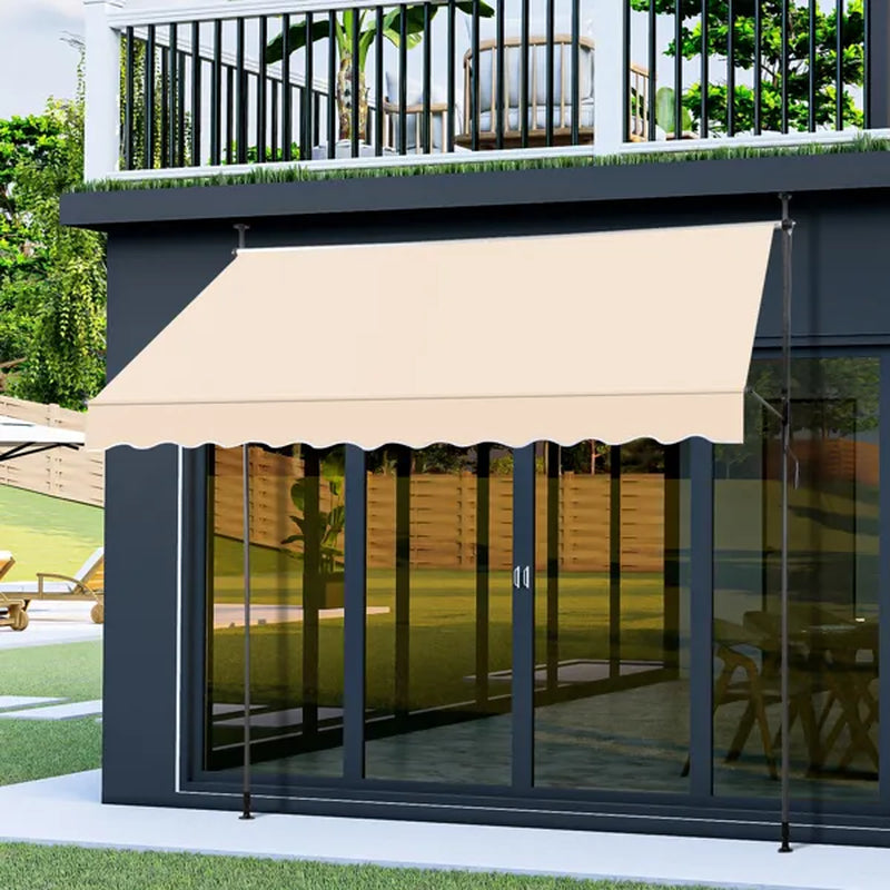 Retractable Patio Awning 118 x 47 in, No-Drill Crank Sun Shade – image 7