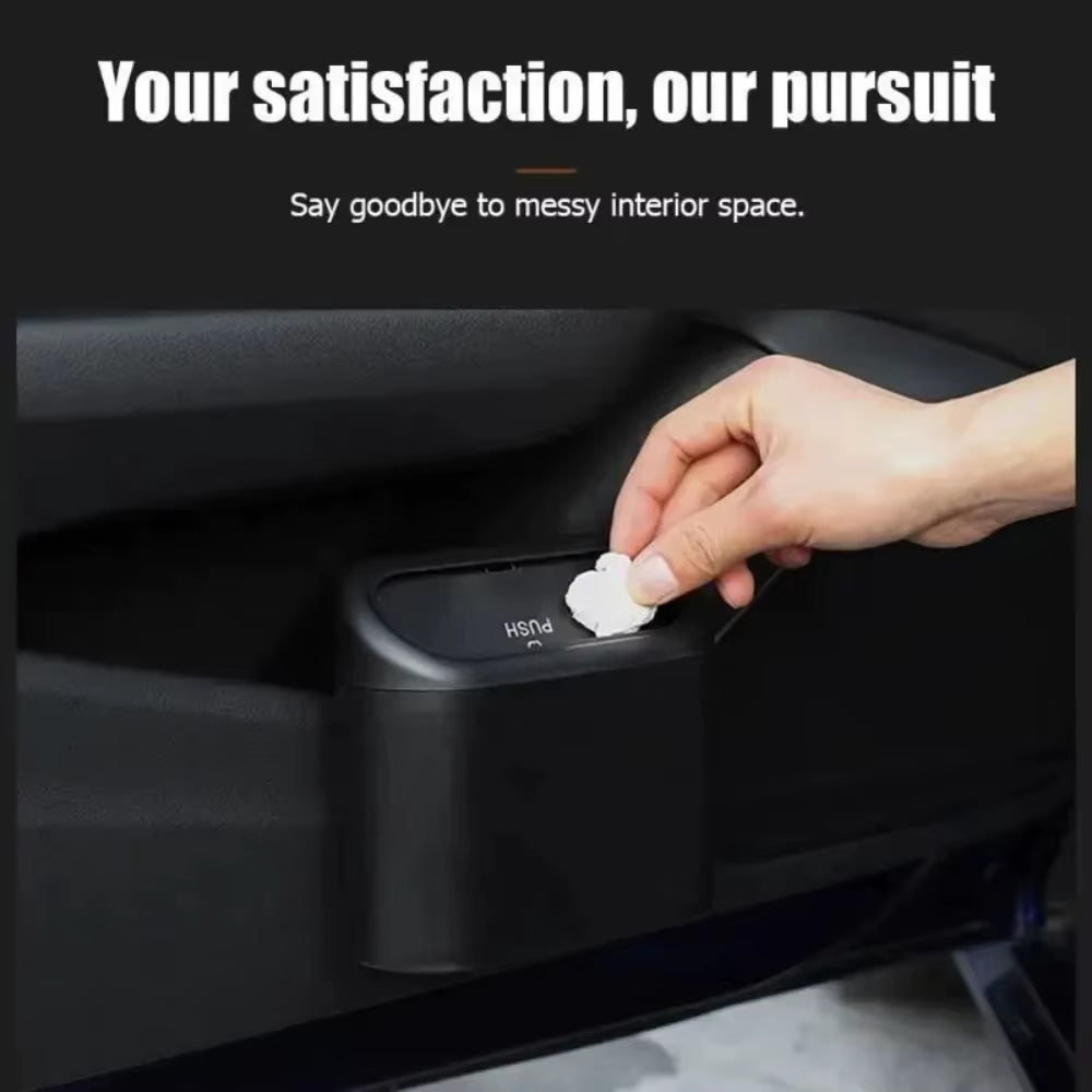 Hanging Car Trash Can with Lid - Compact Vehicle Garbage Bin Organizer