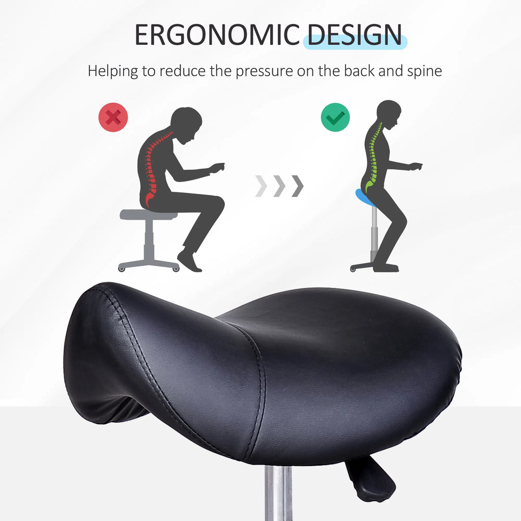 Low Height Hydraulic Saddle Stool for Facial and Lash Work Black – image 7