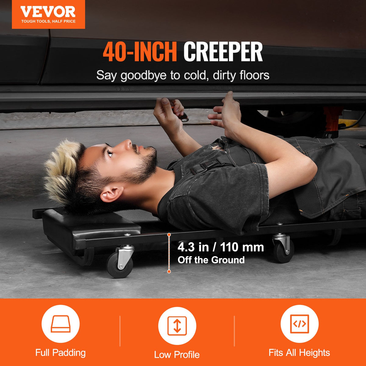 Mechanic Creeper – 40 in Rolling Garage Creeper, 300 lb – image 2