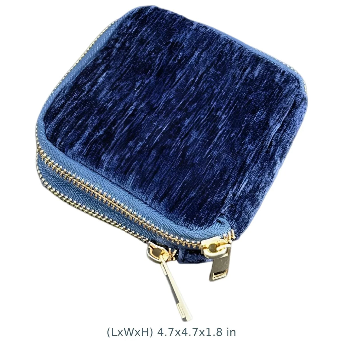 Travel Jewelry Case – Smoky Blue Chenille Double-Layer Box – image 2