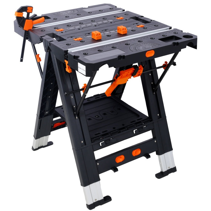 2-in-1 Folding Workbench and Sawhorse with 2 Clamps – image 18