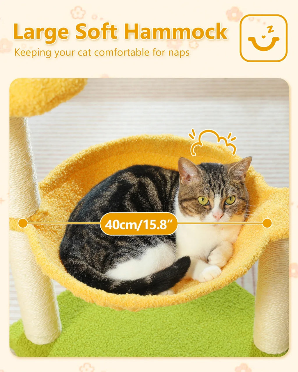 Flower Cat Tree with Large Hammock and Sisal Scratching Posts – image 15