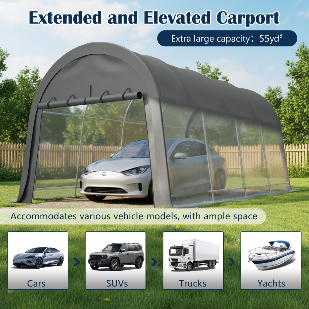 Heavy Duty 10 x 20 ft Snow-Resistant Carport with Steel Frame – image 3