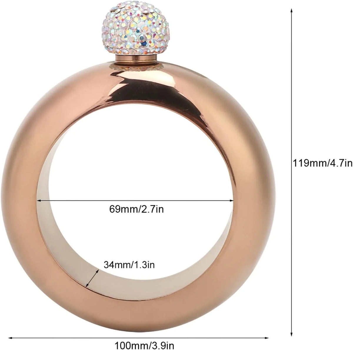 Bracelet Hip Flask with Funnel – Rose Gold Stainless Steel – image 5