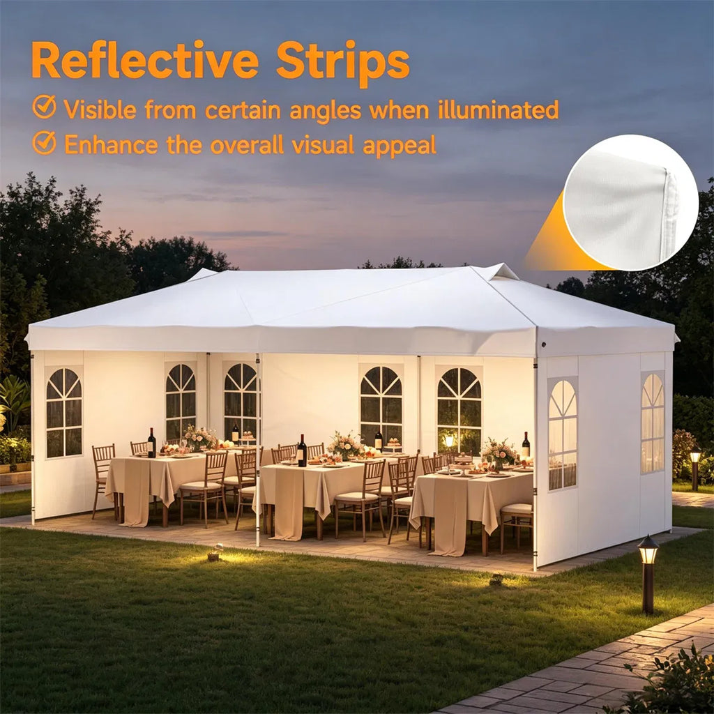 10 x 20 ft Pop Up Canopy Tent with Sidewalls, 3 Height Settings – image 14