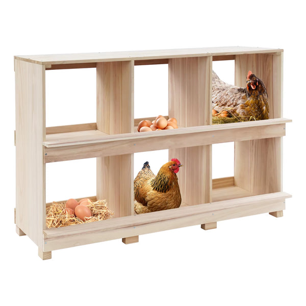 6 Compartment Solid Wood Chicken Nesting Box – image 1