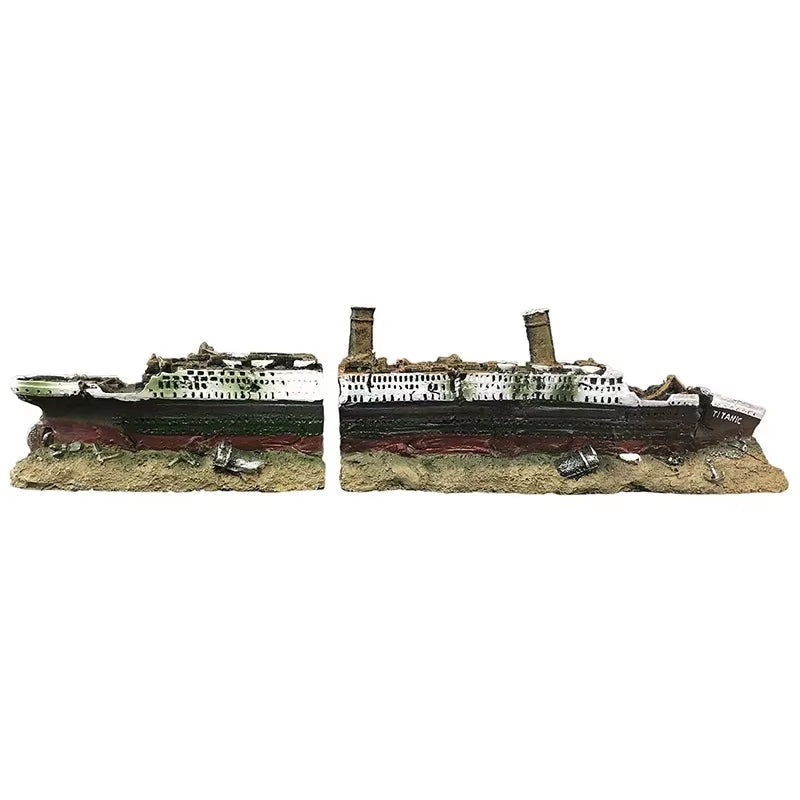 Sunken Shipwreck Aquarium Ornament, 15 in Resin Fish Tank Decor – image 4