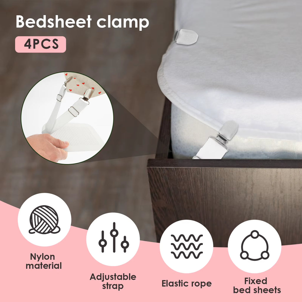 Bed Sheet Holders with Pressure Plate - Adjustable, 4 Pack – image 3