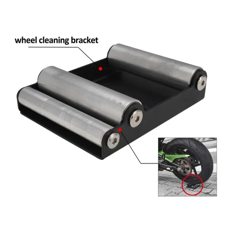 Motorcycle Wheel Cleaning Stand with Motorcycle Bike Cleaning Brush Kit, Cleaning Wash Kit with Storage Bag for Tire Cleaning, Chain Lubrication, Mudguard, Rims, Paint, Frame Clean
