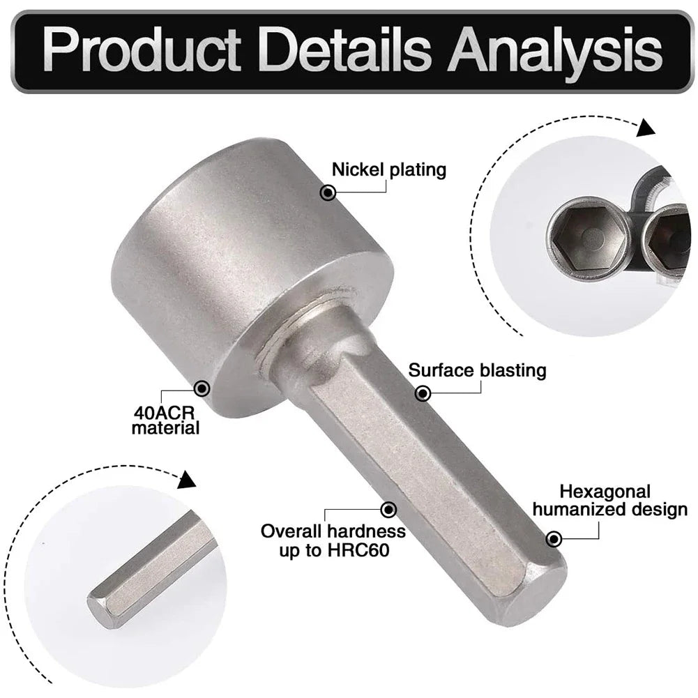 Hex Nut Driver Socket Set – 1/4 in Shank Power Drill Bits – image 5