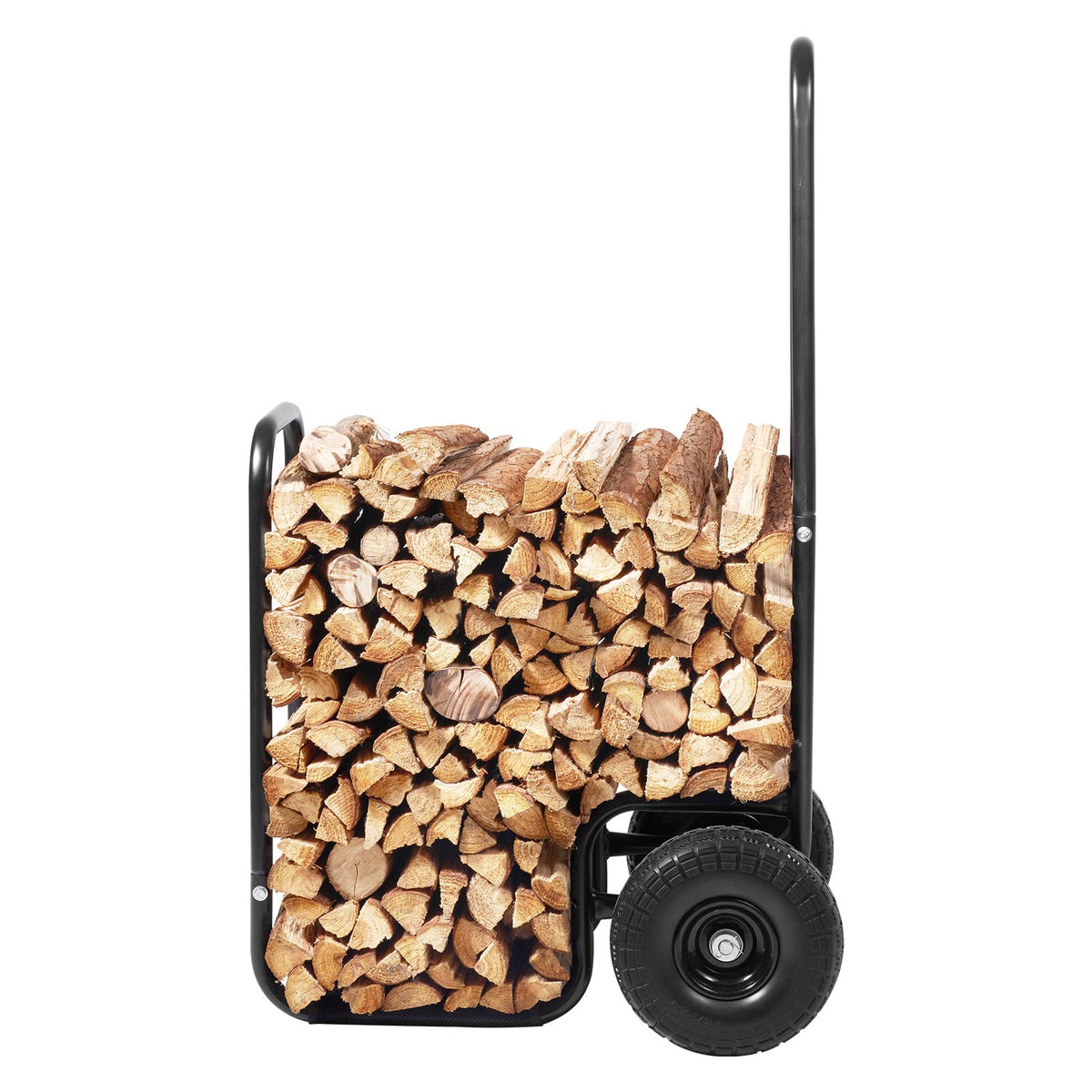 Firewood Log Cart, 250 Lbs Capacity, Outdoor and Indoor Wood Rack Storage Mover with PU Wheels Waterproof Cloth, Heavy Duty Steel Dolly Hauler, Firewood Carrier for Fireplace, Fire Pit, Black