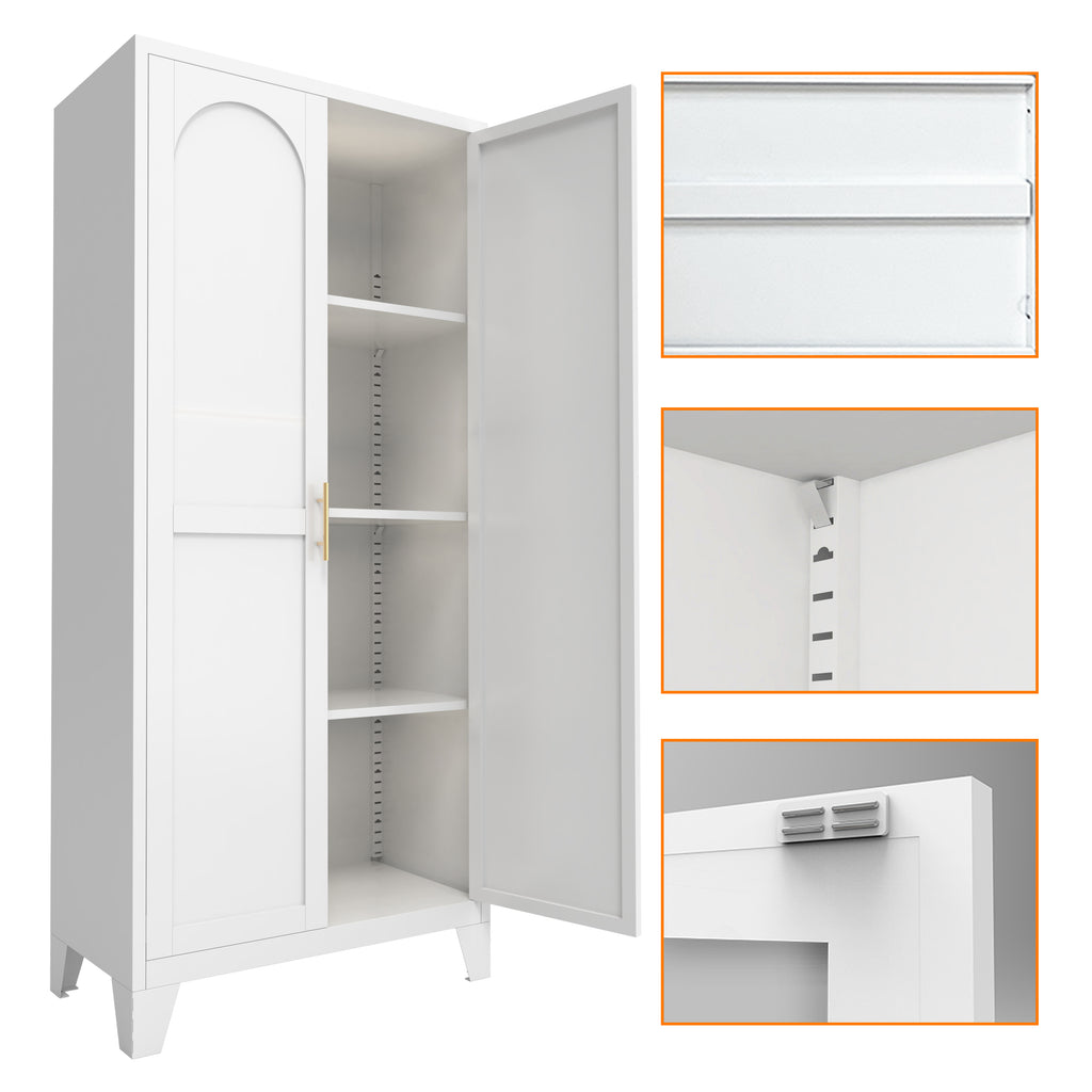 61 in Metal Storage Cabinet with Doors and Adjustable Shelves, White – image 17