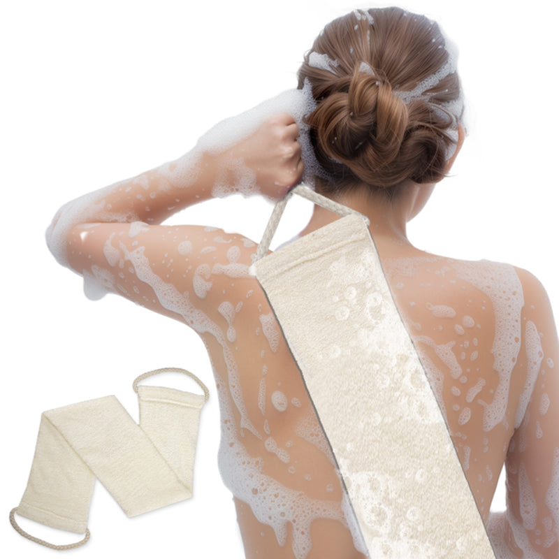 Exfoliating Back Scrubber Towel Bamboo Fiber with Handles
