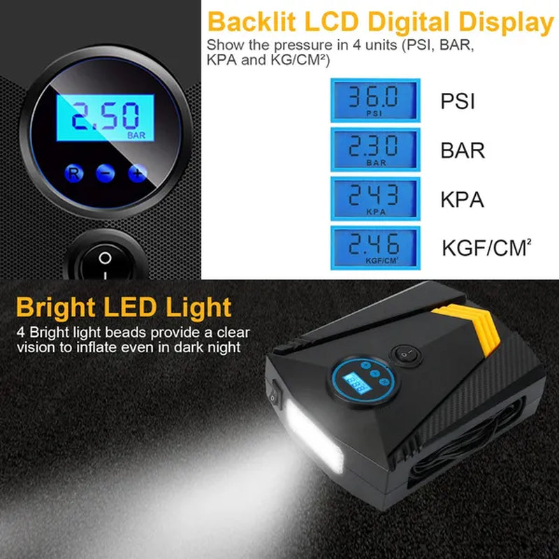 12V Digital Tire Inflator 150 PSI with Auto Shut-Off and LED Light – image 6