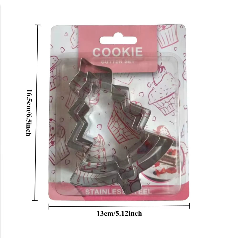 Christmas Cookie Cutter Set – 3 Pc Stainless Steel Tree Molds