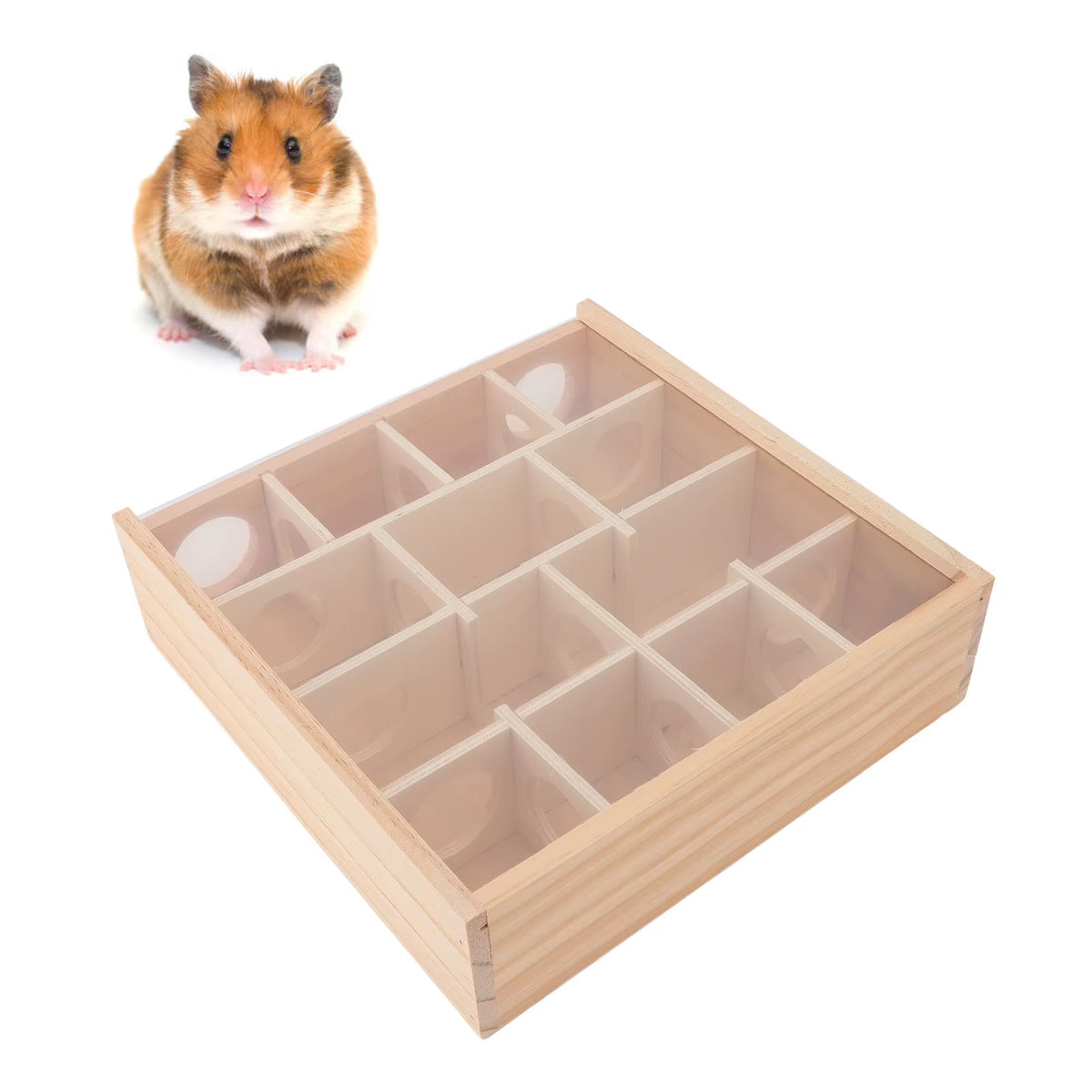 Wooden Hamster Tunnel Maze with Clear Cover, Small Pet Explore Toy – image 2