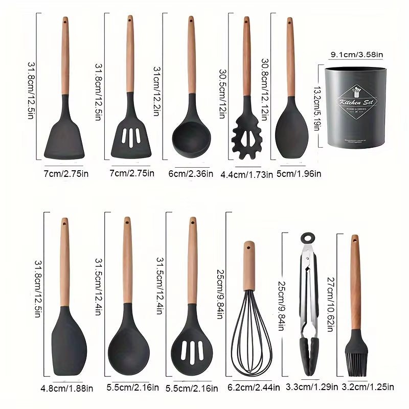 12-Piece Silicone & Wood Kitchen Utensil Set – image 2