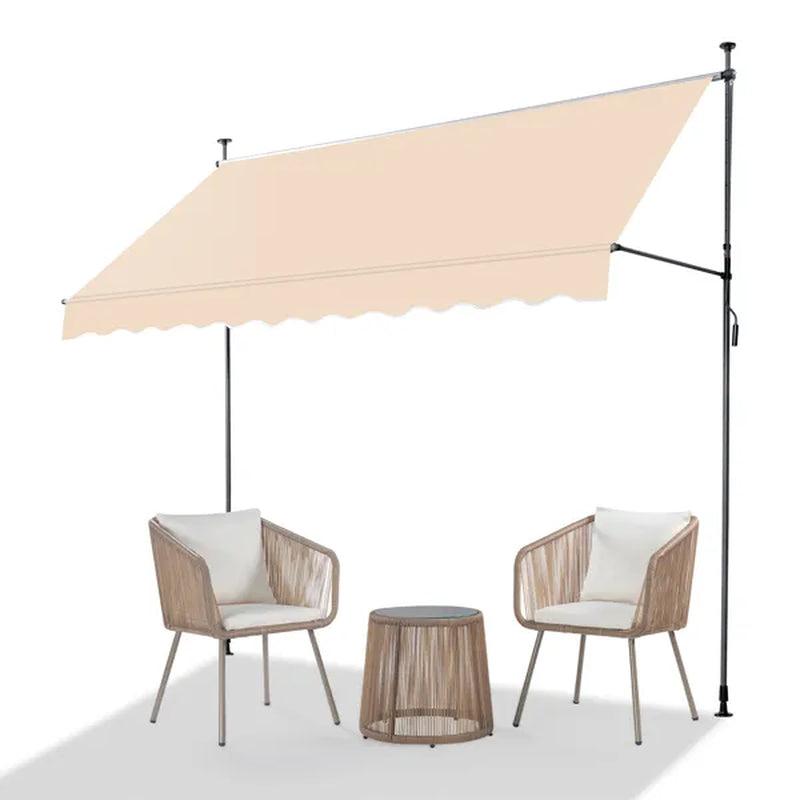 Retractable Patio Awning 118 x 47 in, No-Drill Crank Sun Shade