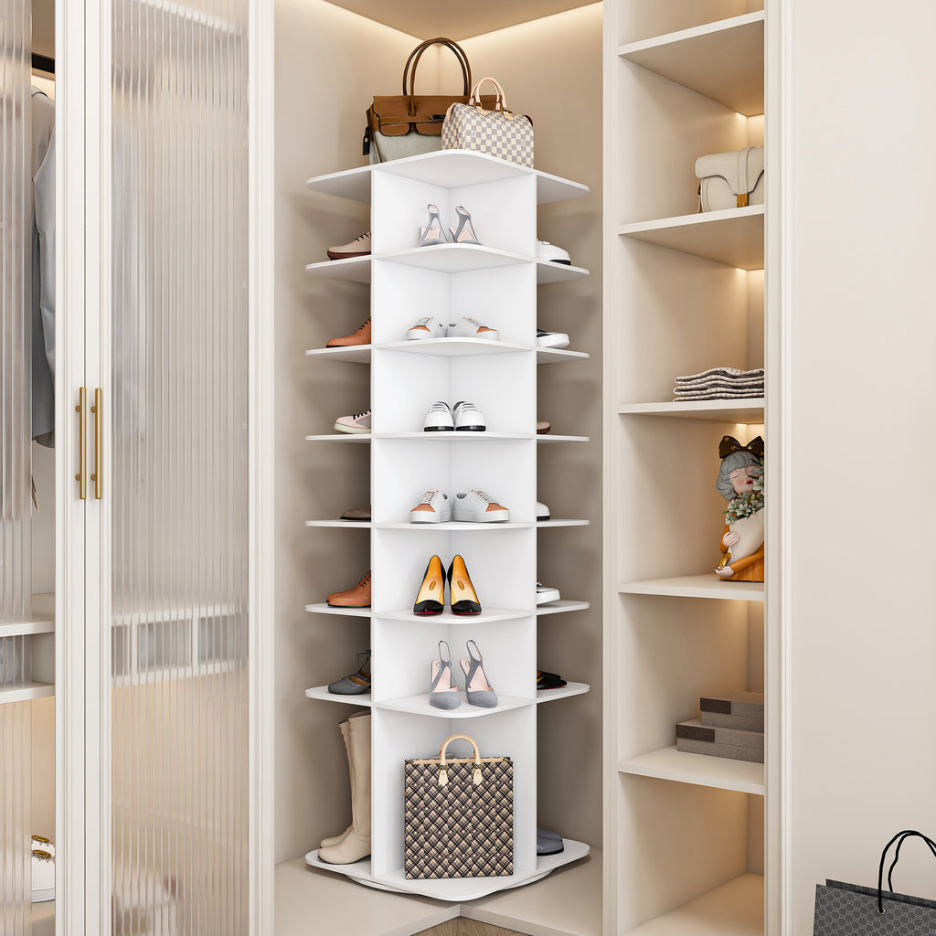 Rotating Shoe Rack Tower, 7-Tier 360° Spinning Organizer, White – image 3