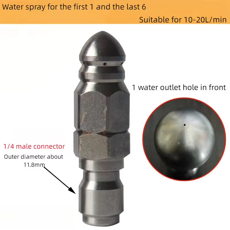 Plumbing Sewer Jetter Nozzle for Pressure Washer – 1/4 in