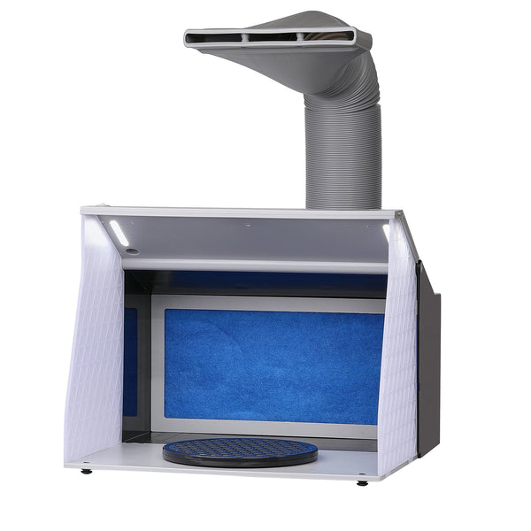 Portable Hobby Spray Booth with LED Lights, Dual Fans and Turntable