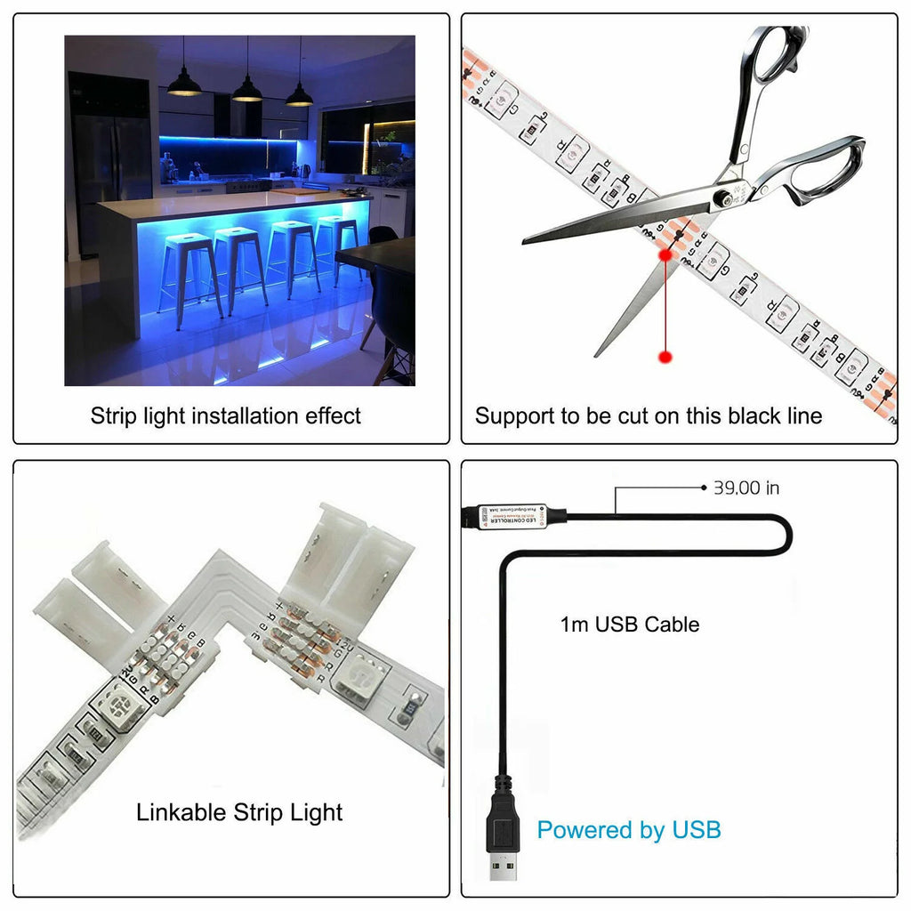 USB LED Strip Lights for TV Backlight, RGB 5050 with Remote – image 4