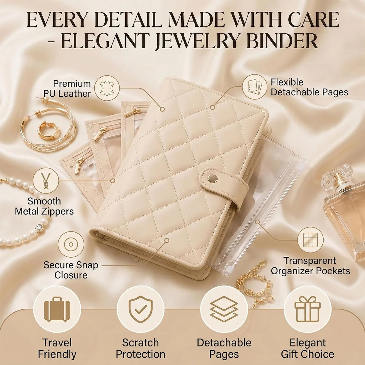 Travel Jewelry Notebook Organizer – 5 Detachable Binder Pages – image 4