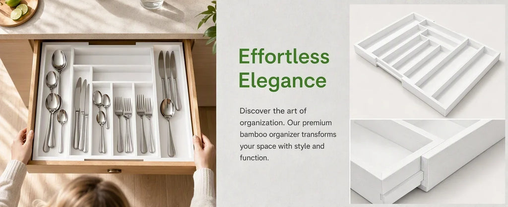 Bamboo Drawer Organizer, Expandable 6-8 Compartment Utensil Tray – image 10