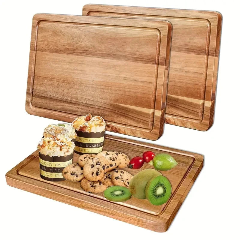 Bamboo Cutting Board Set with Juice Groove & Handles