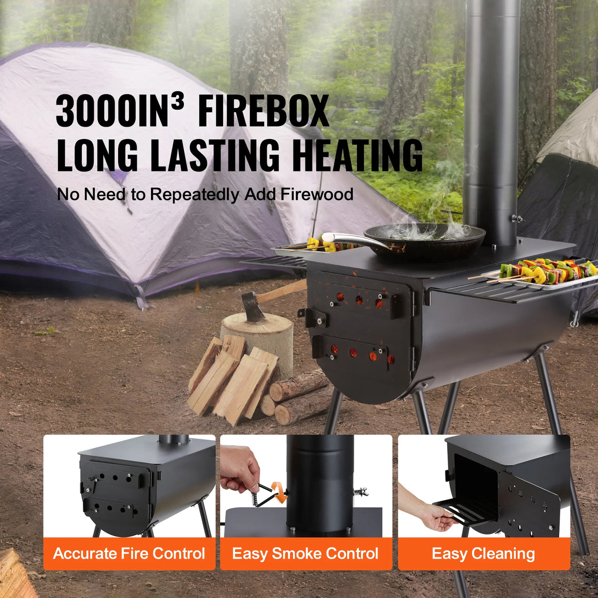 Hot Tent Wood Stove – Portable Camping Stove with 118 in Chimney – image 2