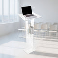 Clear Acrylic Lectern Podium Stand, 50 Inch, with Storage Shelves