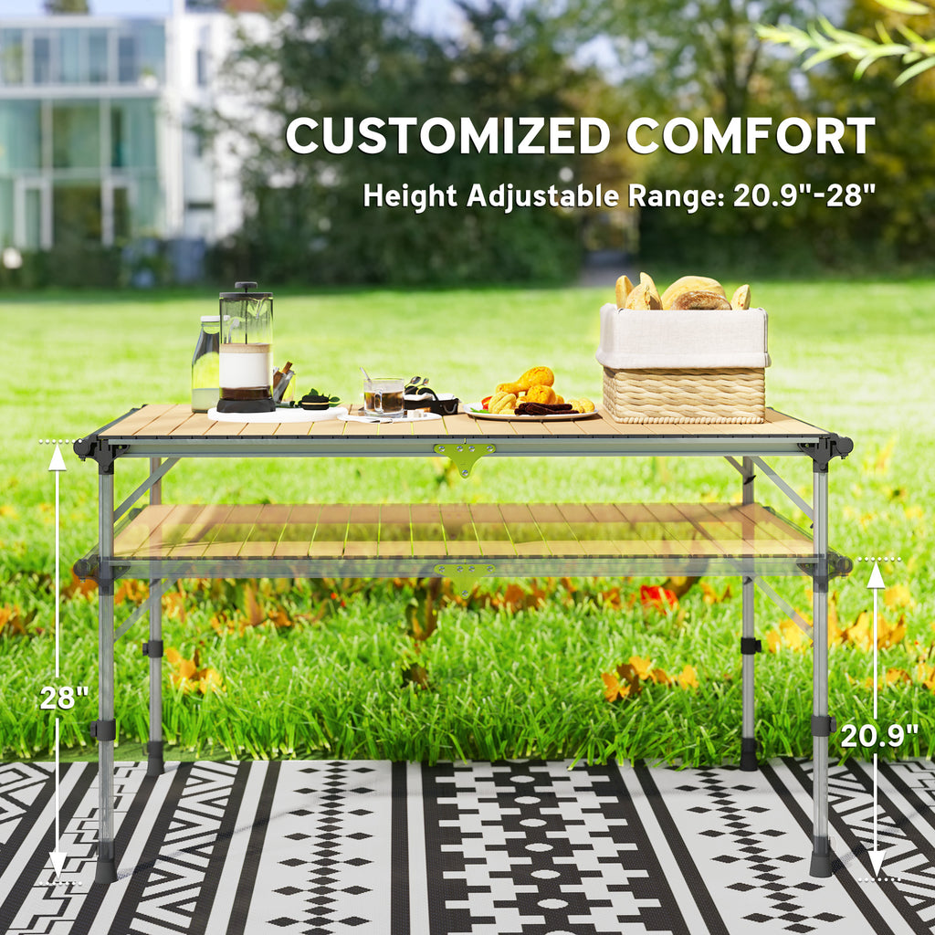 Adjustable Height Aluminum Folding Camping Table, 48 x 32 in – image 3